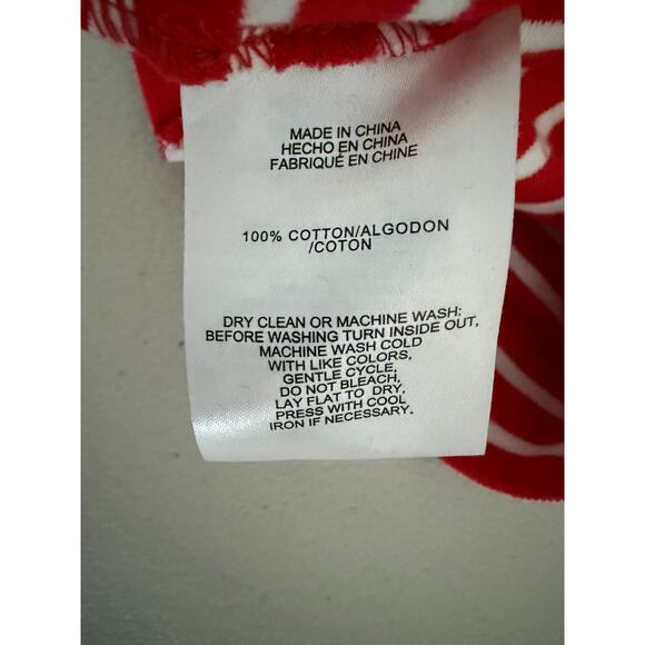 Women's Red White Stripe Cowl Neck 100% Cotton Long-sleeved Shirt Top L Holiday - Picture 3 of 7